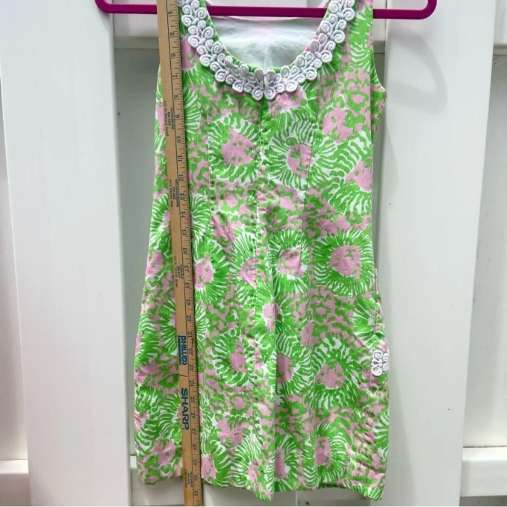 Lilly Pulitzer Liz Shift Dress Lion Print Green Pink Size 00 - Picture 7 of 8